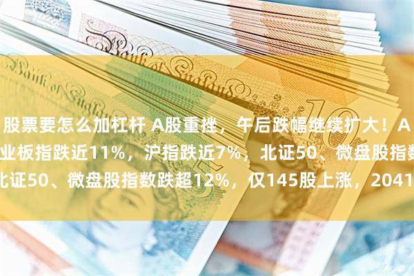股票要怎么加杠杆 A股重挫，午后跌幅继续扩大！A股超2000股跌停，创业板指跌近11%，沪指跌近7%，北证50、微盘股指数跌超12%，仅145股上涨，2041股跌停