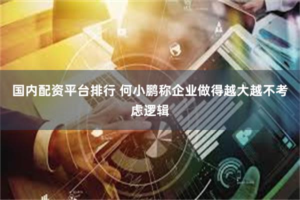 国内配资平台排行 何小鹏称企业做得越大越不考虑逻辑
