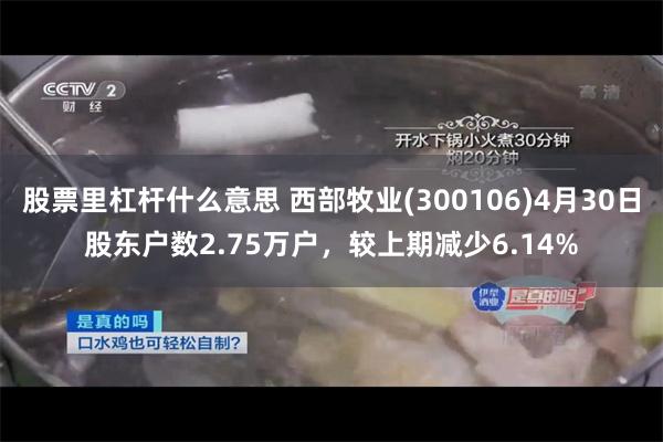 股票里杠杆什么意思 西部牧业(300106)4月30日股东户数2.75万户，较上期减少6.14%
