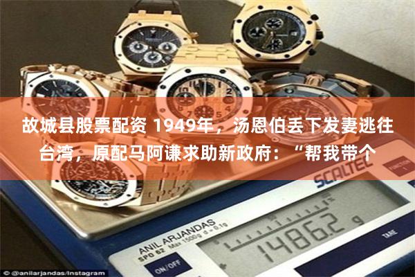 故城县股票配资 1949年，汤恩伯丢下发妻逃往台湾，原配马阿谦求助新政府：“帮我带个