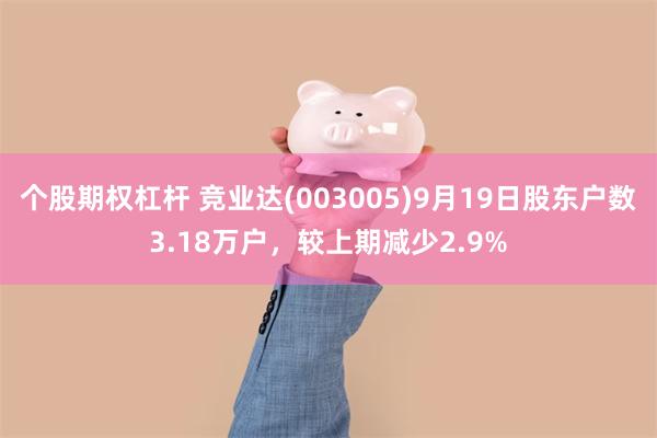 个股期权杠杆 竞业达(003005)9月19日股东户数3.18万户，较上期减少2.9%