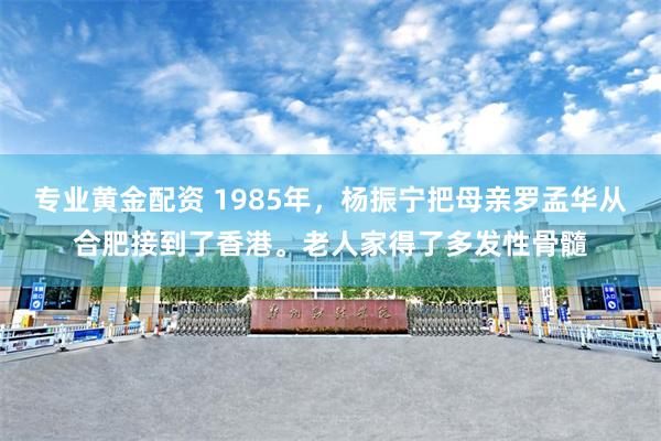专业黄金配资 1985年，杨振宁把母亲罗孟华从合肥接到了香港。老人家得了多发性骨髓