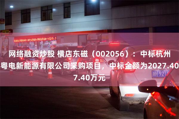 网络融资炒股 横店东磁（002056）：中标杭州富阳粤电新能源有限公司采购项目，中标金额为2027.40万元