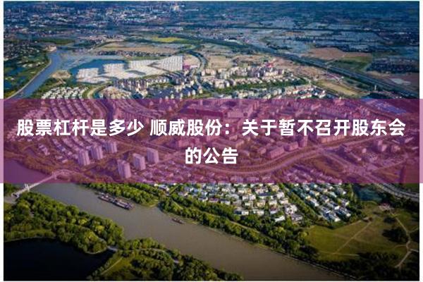股票杠杆是多少 顺威股份：关于暂不召开股东会的公告