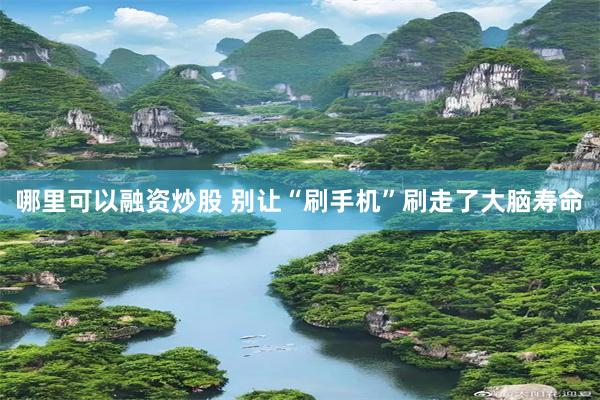 哪里可以融资炒股 别让“刷手机”刷走了大脑寿命