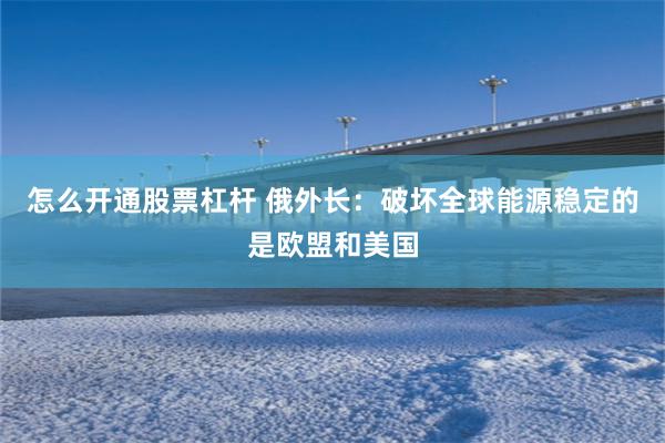 怎么开通股票杠杆 俄外长：破坏全球能源稳定的是欧盟和美国