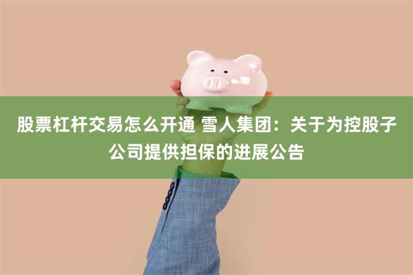 股票杠杆交易怎么开通 雪人集团：关于为控股子公司提供担保的进展公告